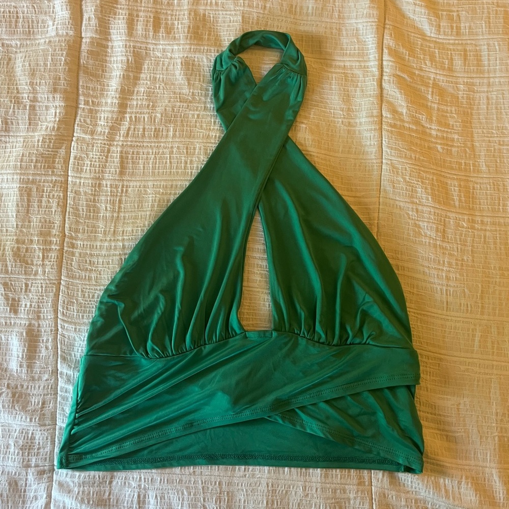 Urban Outfitters Teal Halter Twist Crop Top - Size XL